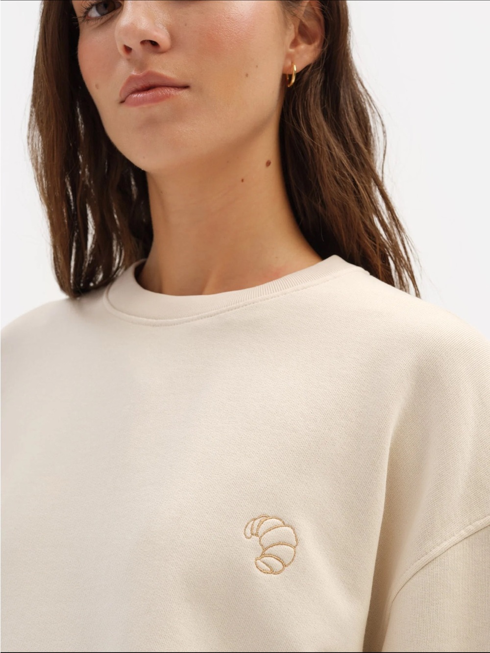 MATE the Label Cream Crewneck Sweater with Croissant Embroidery - Picture 2 of 8